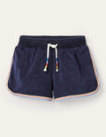 Retro-Frottee-Shorts-Schuluniform-Navy