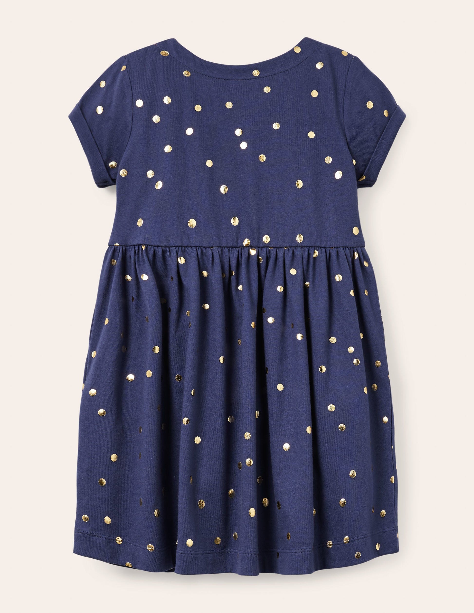 Short Sleeve Fun Jersey Dress-Starboard Blue Gold Spot-2