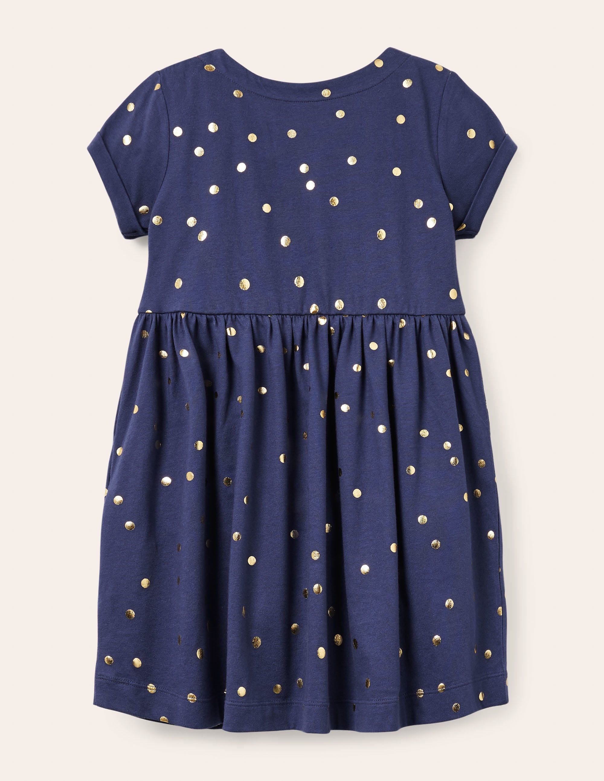 Short Sleeve Fun Jersey Dress-Starboard Blue Gold Spot - Image 2