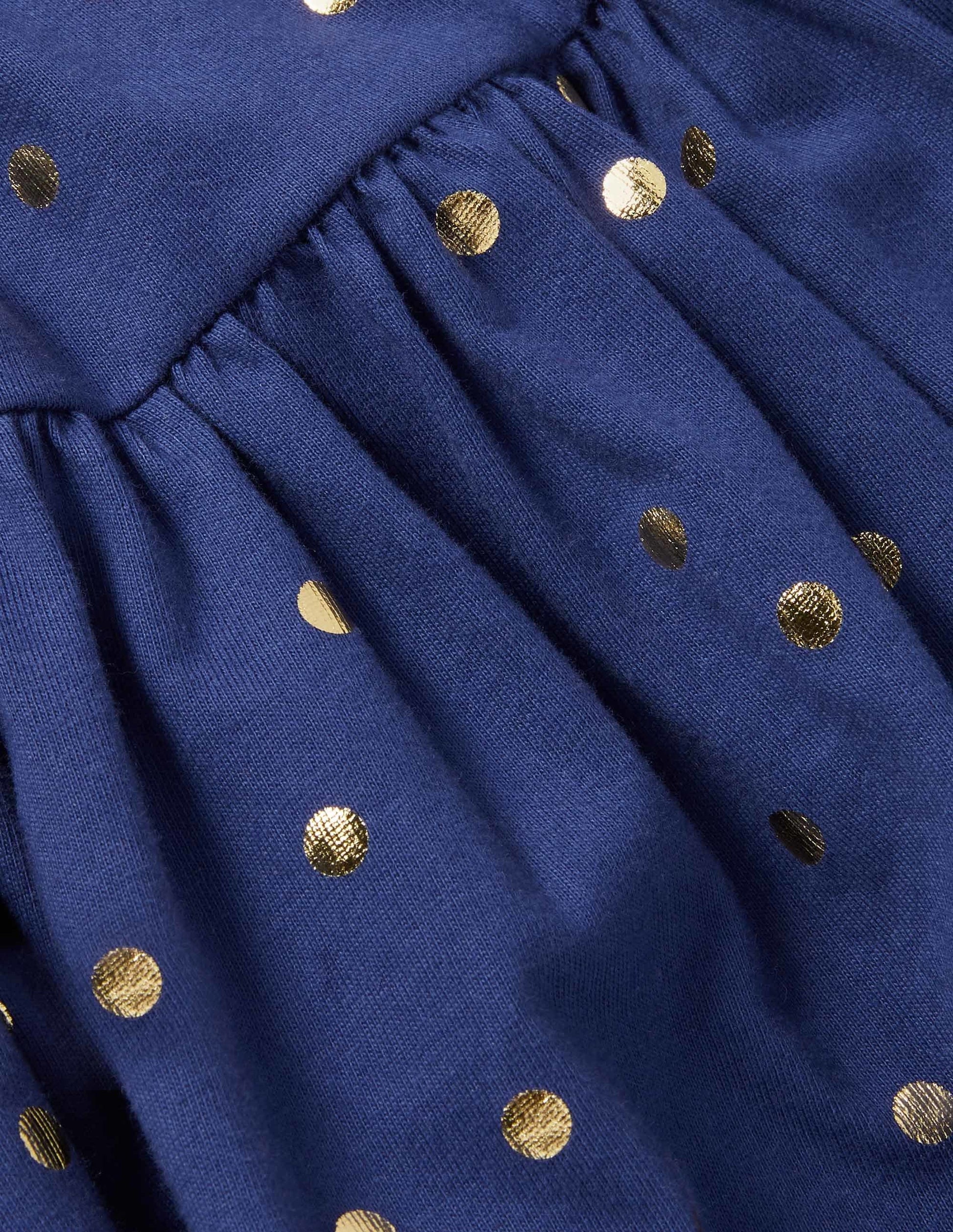 Short Sleeve Fun Jersey Dress-Starboard Blue Gold Spot-3
