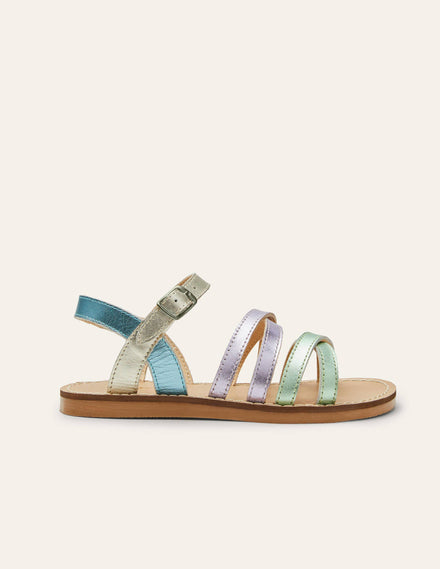 Alltagstaugliche Sandalen-Bunt, Metallic