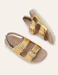 Espadrille-Sandalen-Gold, Regenbogen