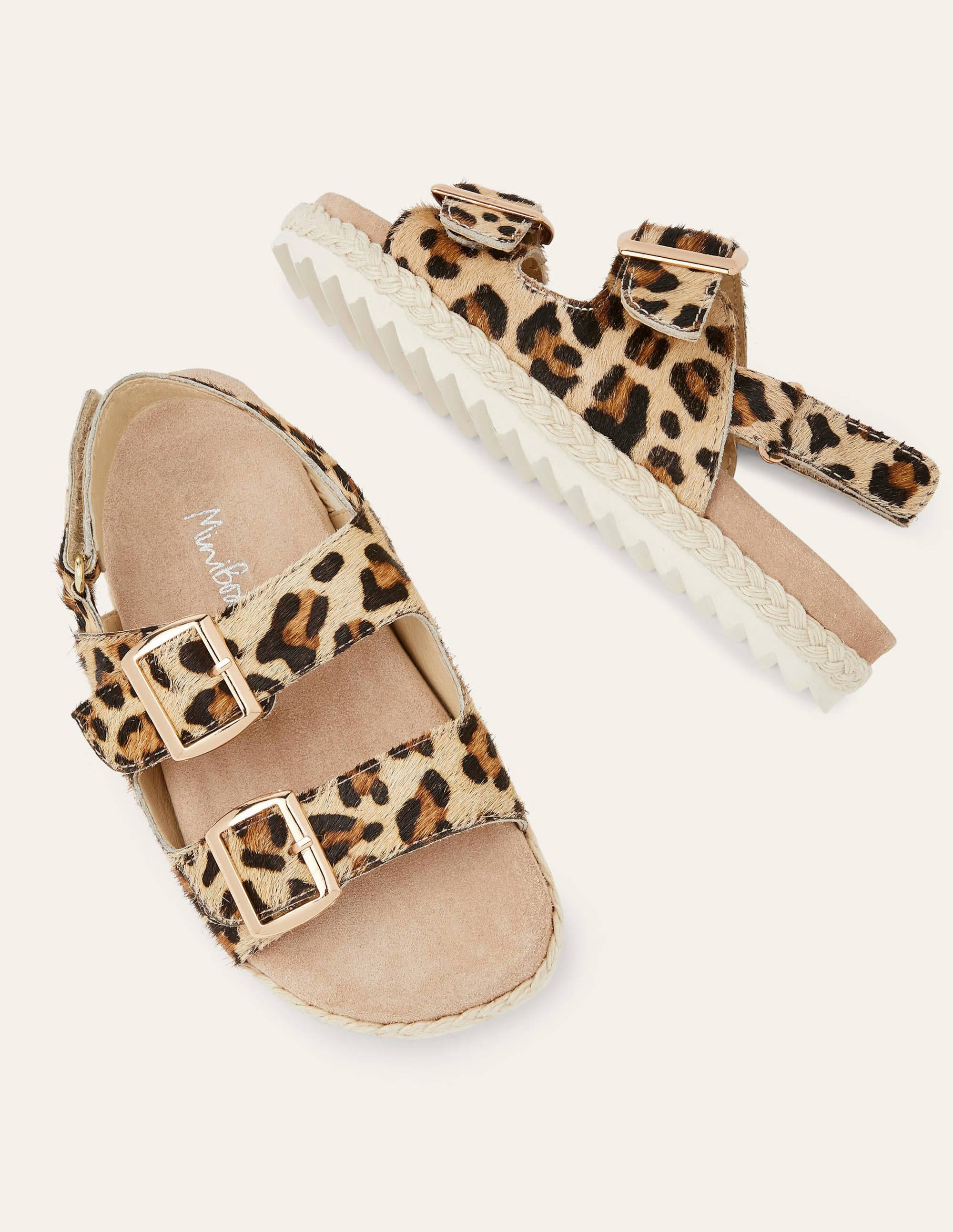 Espadrille-Sandalen-Hellbraun, Leopardenmuster - Image 1