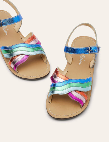 Ledersandalen in Regenbogenfarben-Bunt, Metallic