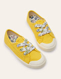 Leinenschuhe mit Blumenschnürsenkeln-Maisgelb