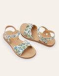 Ledersandalen mit Knotendetail-Delfinrosa, Blumenwiese