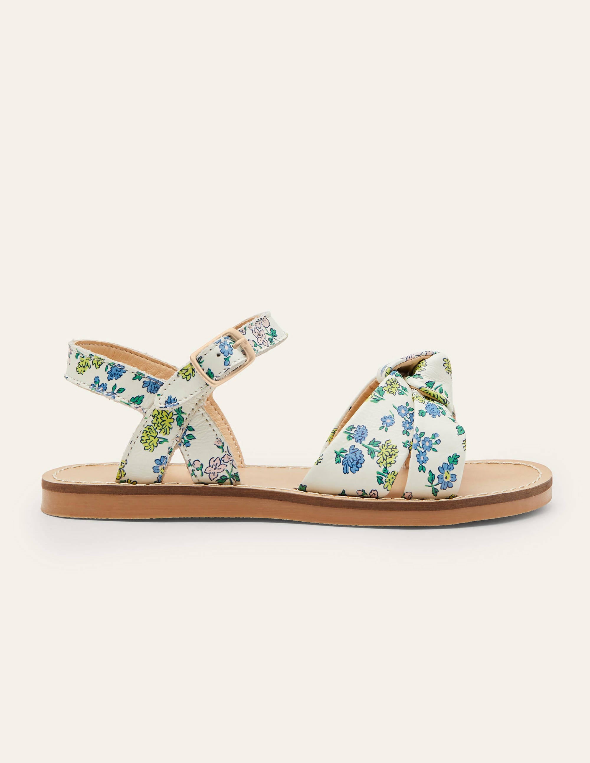 Ledersandalen mit Knotendetail-Delfinrosa, Blumenwiese - Image 2