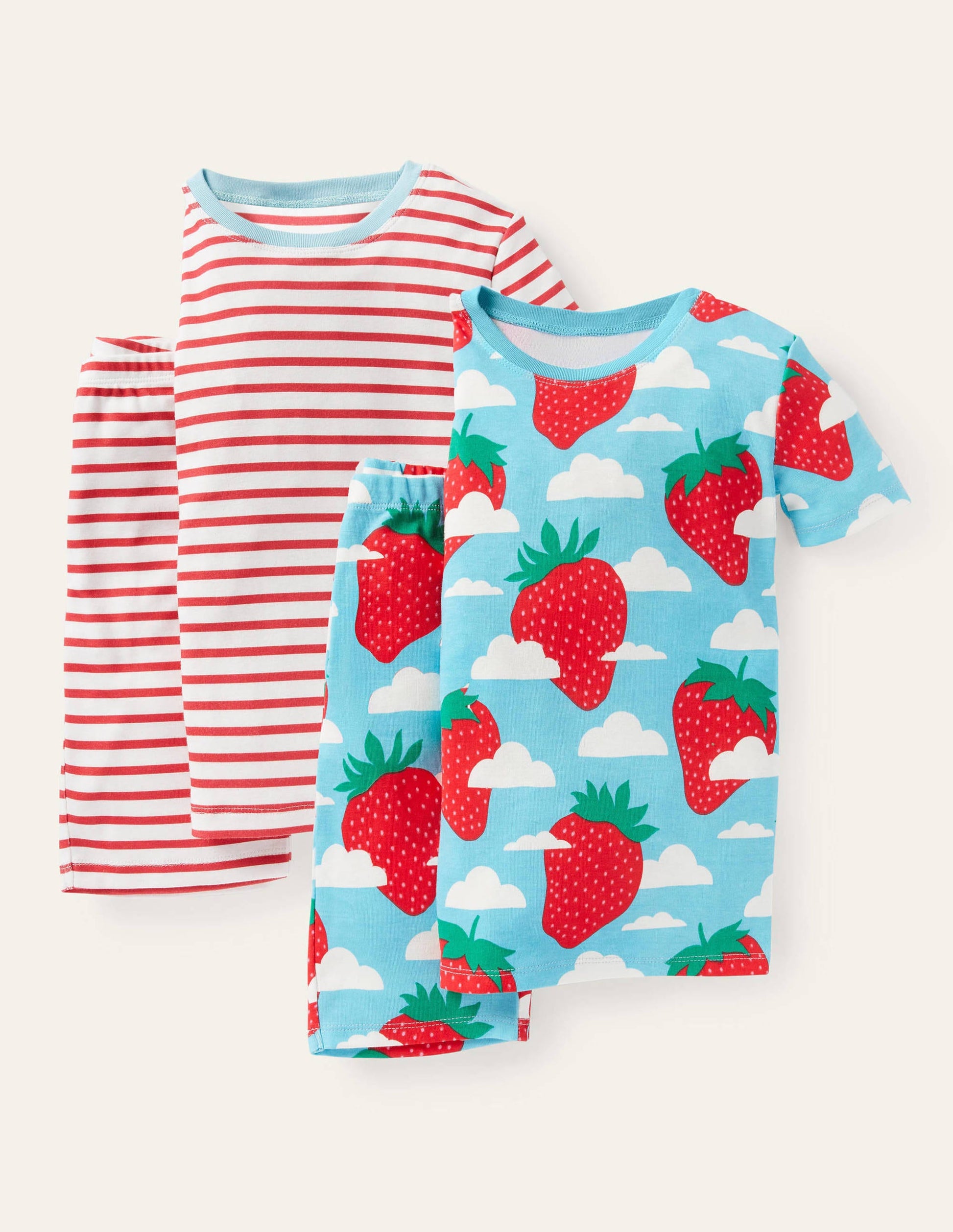 Kurzer Schlafanzug im 2er-Pack-Wasserblau, Erdbeerhimmel-1