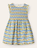 Robe tissée et smockée-Rayé floral multi
