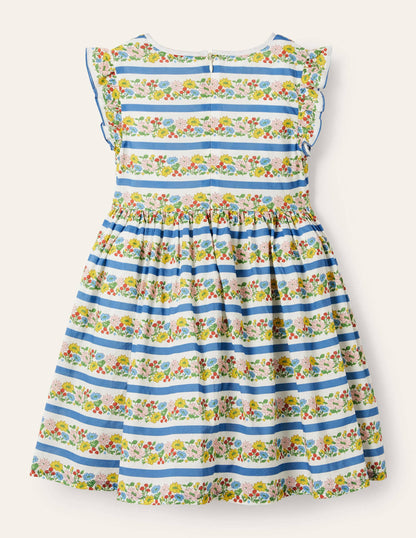 Smocked Woven Dress-Multi Floral Stripe-3