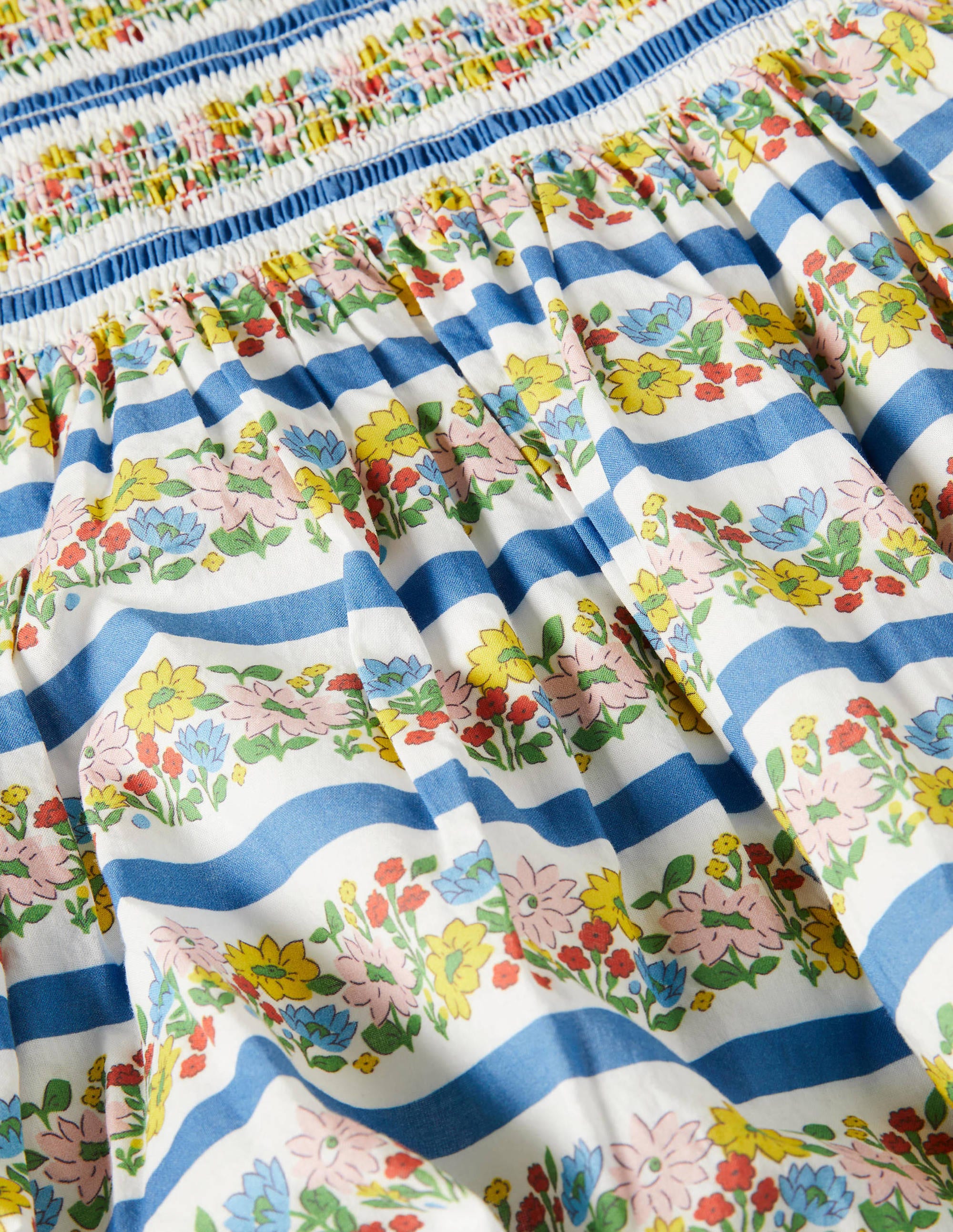 Robe tissée et smockée-Rayé floral multi - Image 3