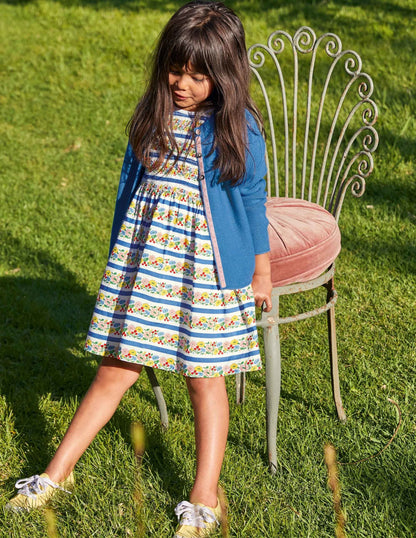 Smocked Woven Dress-Multi Floral Stripe-1