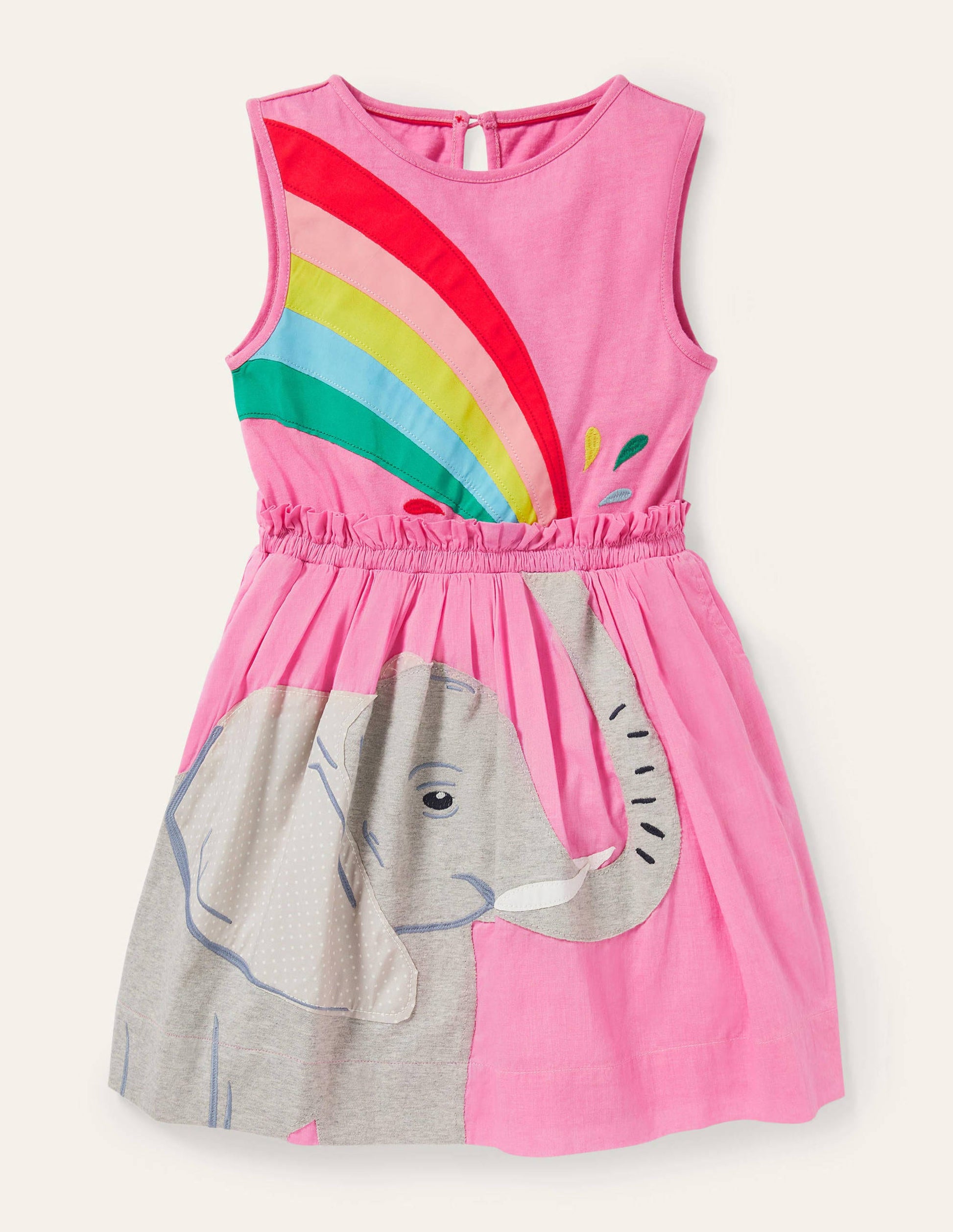 Kleid mit Safari-Applikation-Pflaumenblütenrosa, Elefant-1