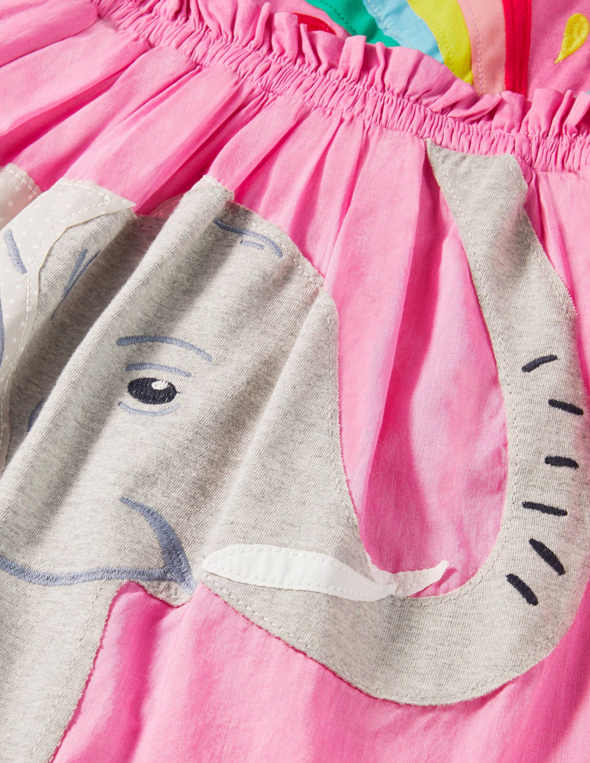 Kleid mit Safari-Applikation-Pflaumenblütenrosa, Elefant-3