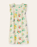 Printed Short-sleeved Nightie-Ivory Little Jungle
