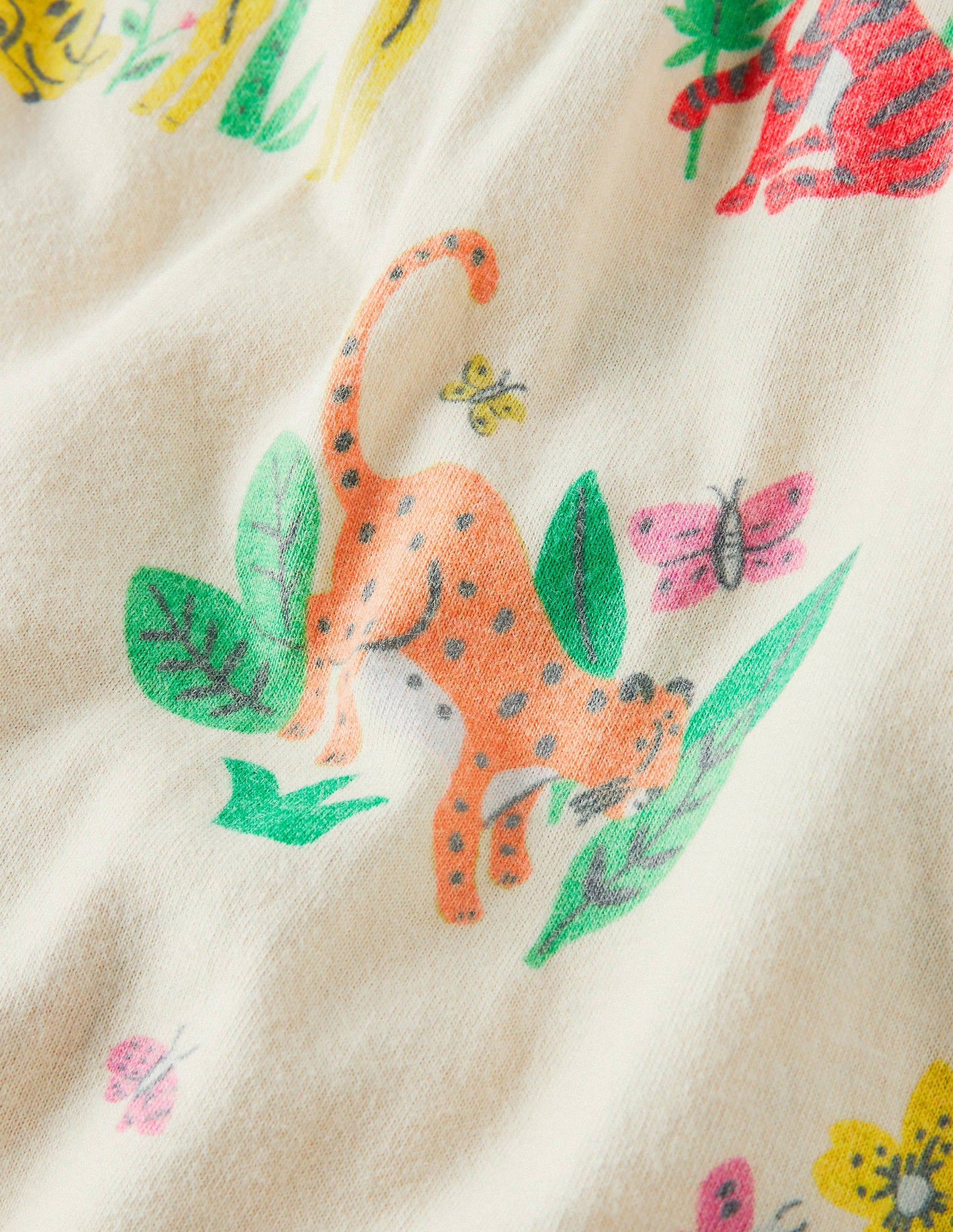 Printed Short-sleeved Nightie-Ivory Little Jungle-3
