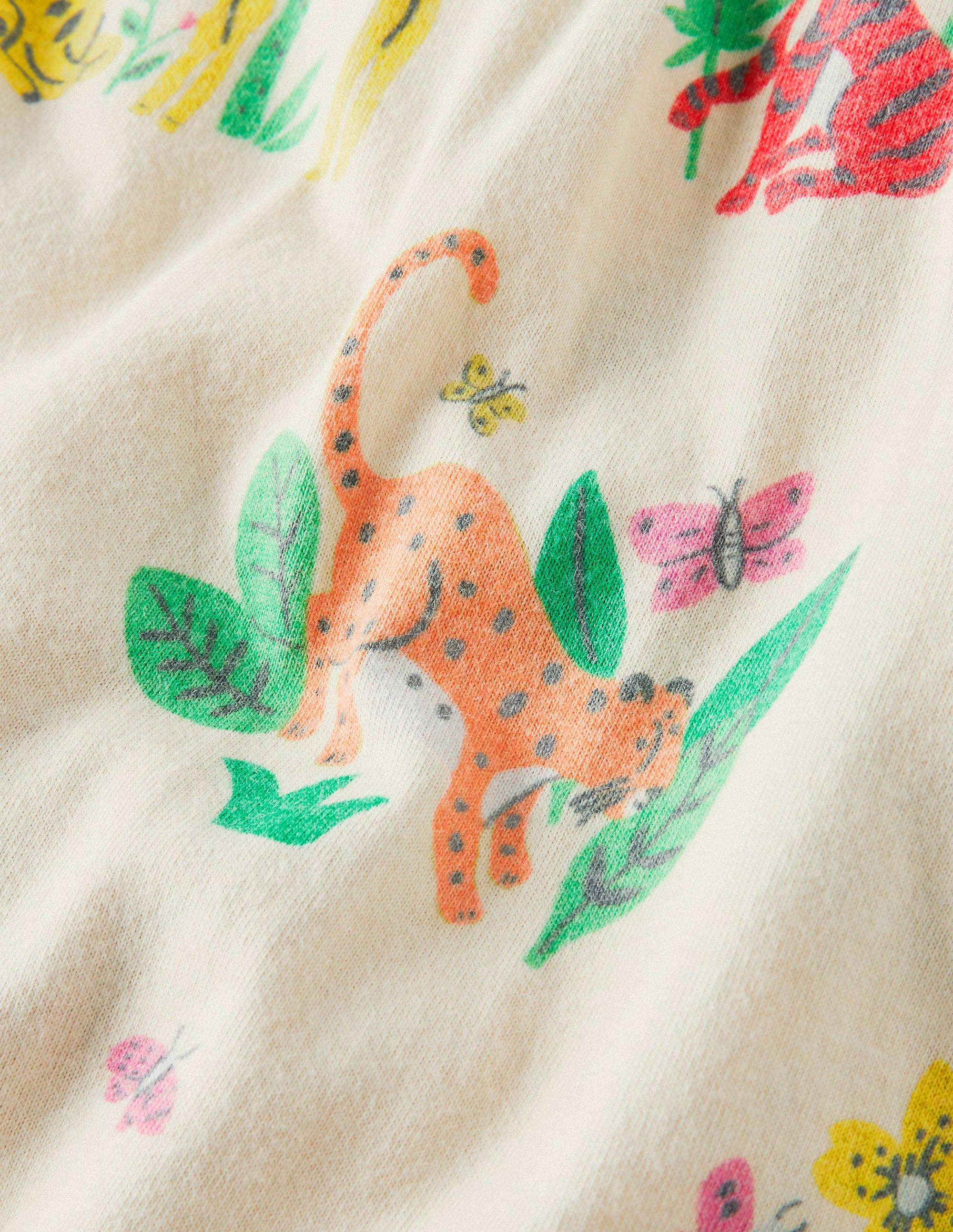 Chemise de nuit manches courtes imprimée-Motif Little Jungle ivoire - Image 3