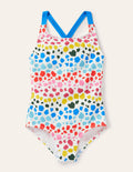 Cross-back Swimsuit-Multi Rainbow Leopard