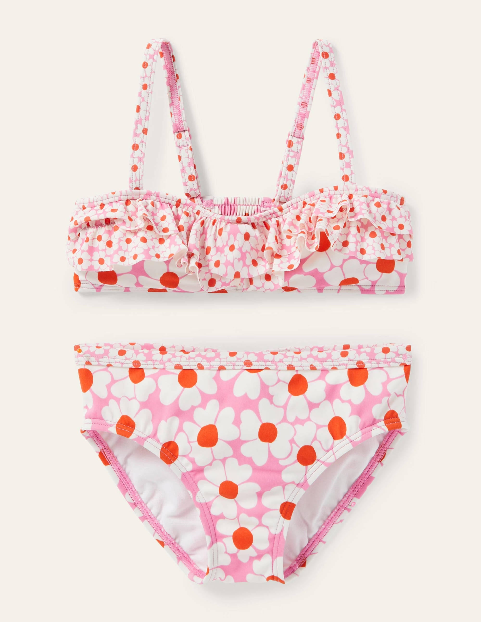 Florales Bikiniset-Pflaumenblütenrosa, Gänseblümchenmuster - Image 1