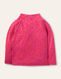 Langärmliges Badeshirt-Fuchsienrosa, Leopardenmuster