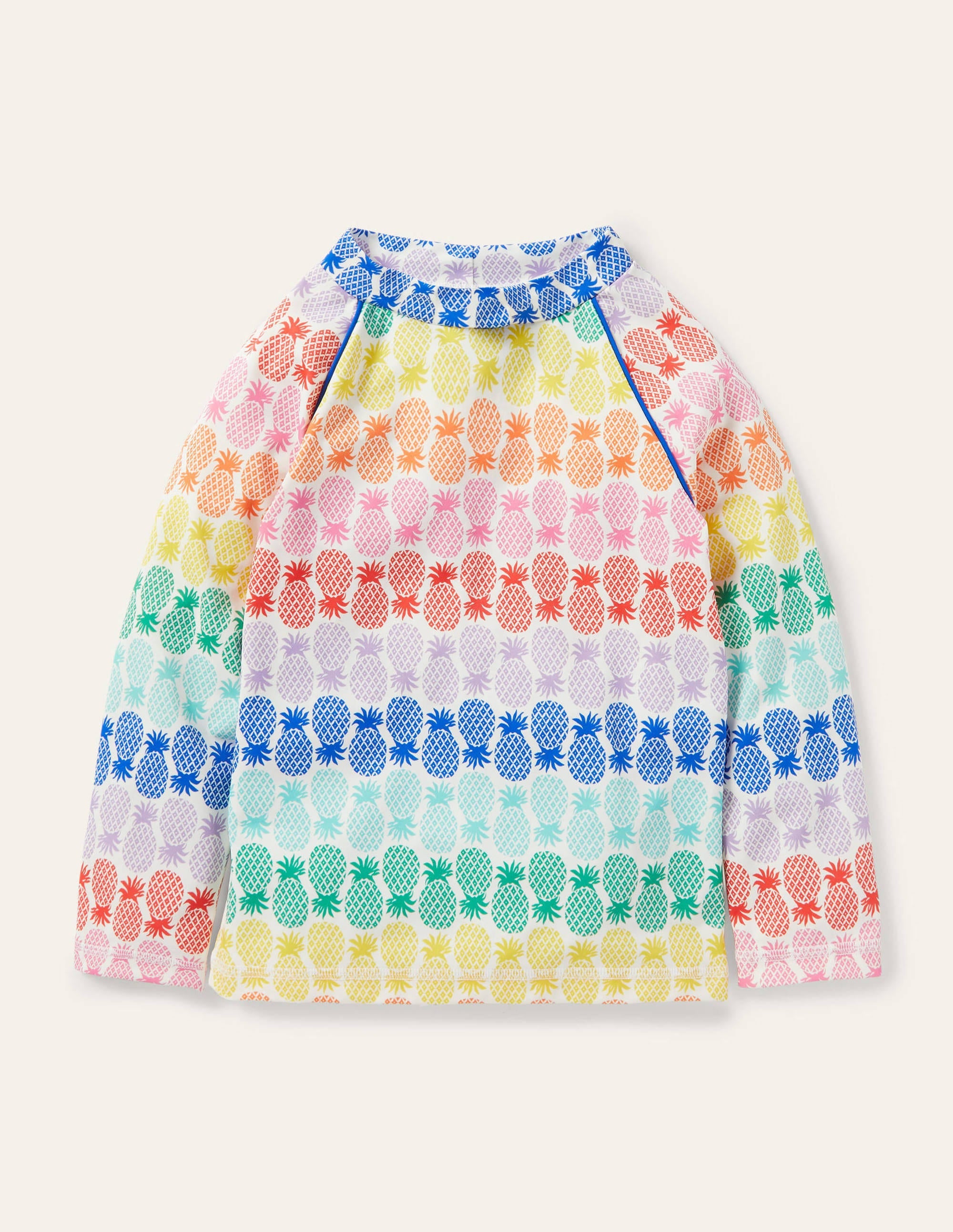 Langärmliges Badeshirt-Bunt, Geometrisches Ananasmuster in Regenbogenfarben - Image 1