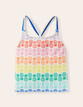 Haut de tankini à motif-Motif géométrique ananas arc-en-ciel multi