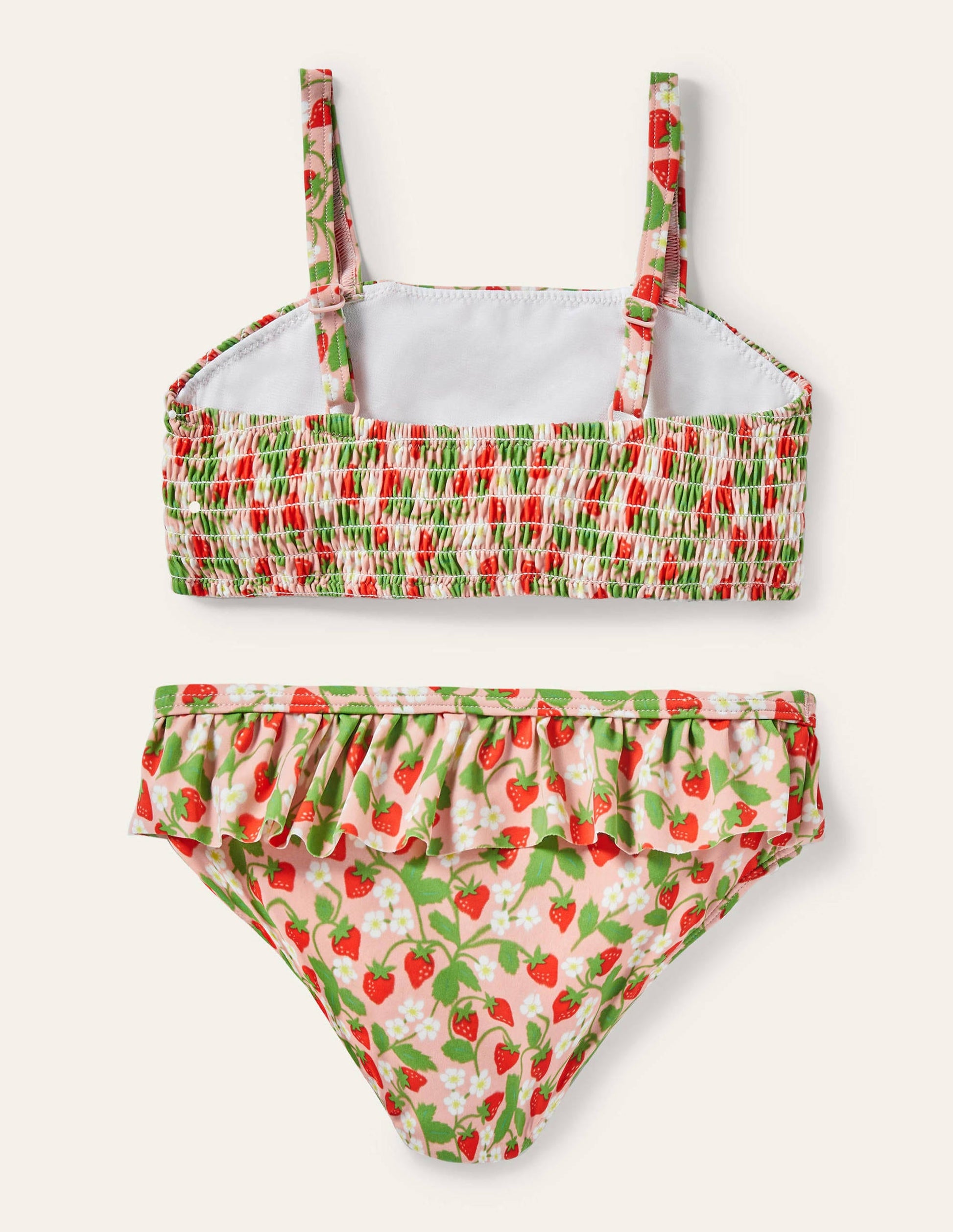 Nostalgischer Bikini mit Smokdetail-Delfinrosa, Erdbeeren-2