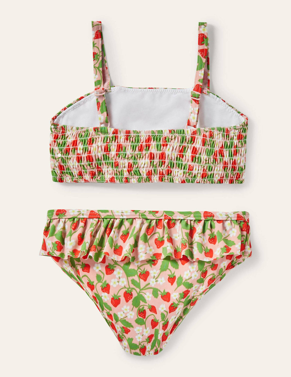 Nostalgischer Bikini mit Smokdetail-Delfinrosa, Erdbeeren - Image 2