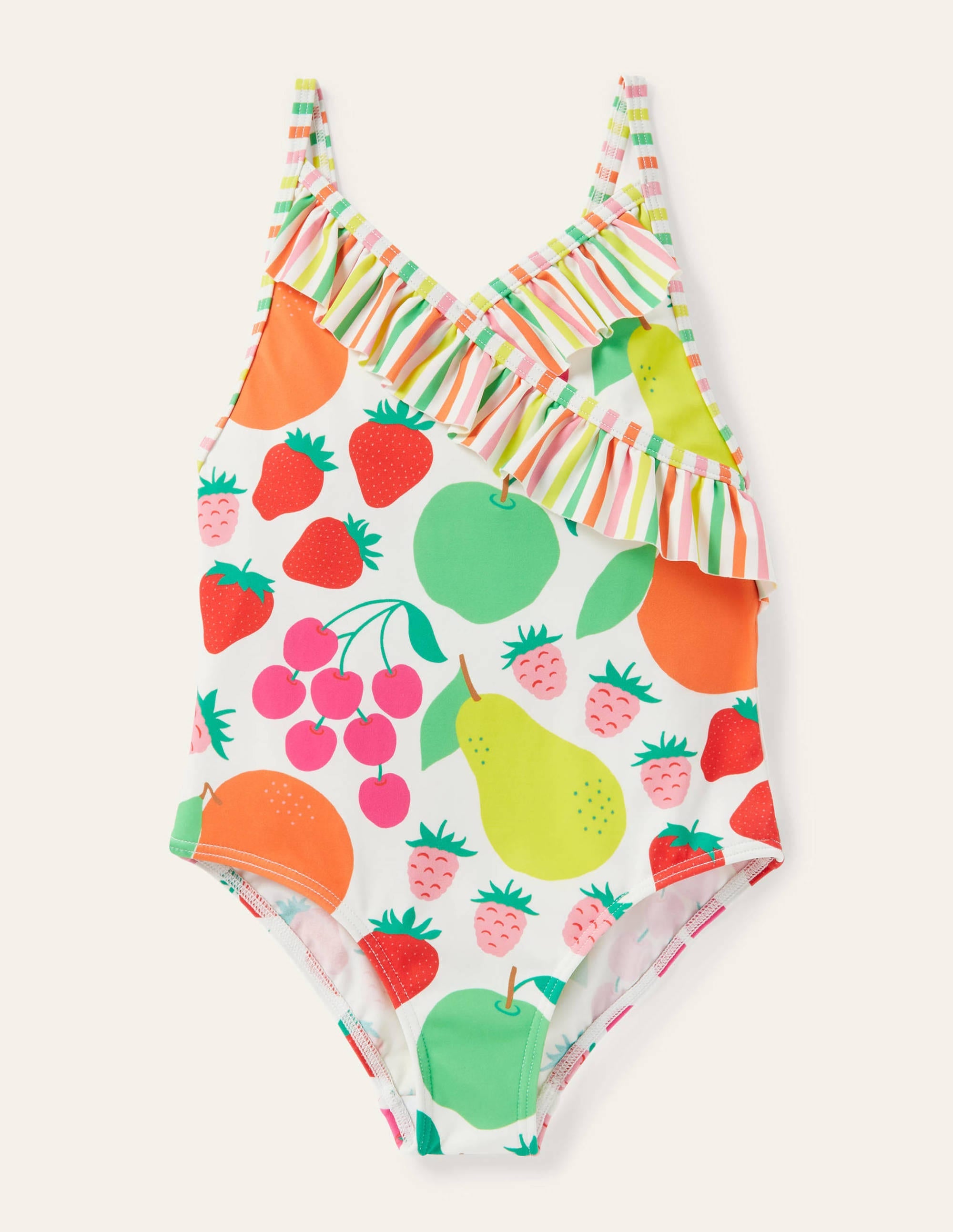 Badeanzug mit gewickelter Vorderseite-Bunt, Tutti Frutti - Image 1