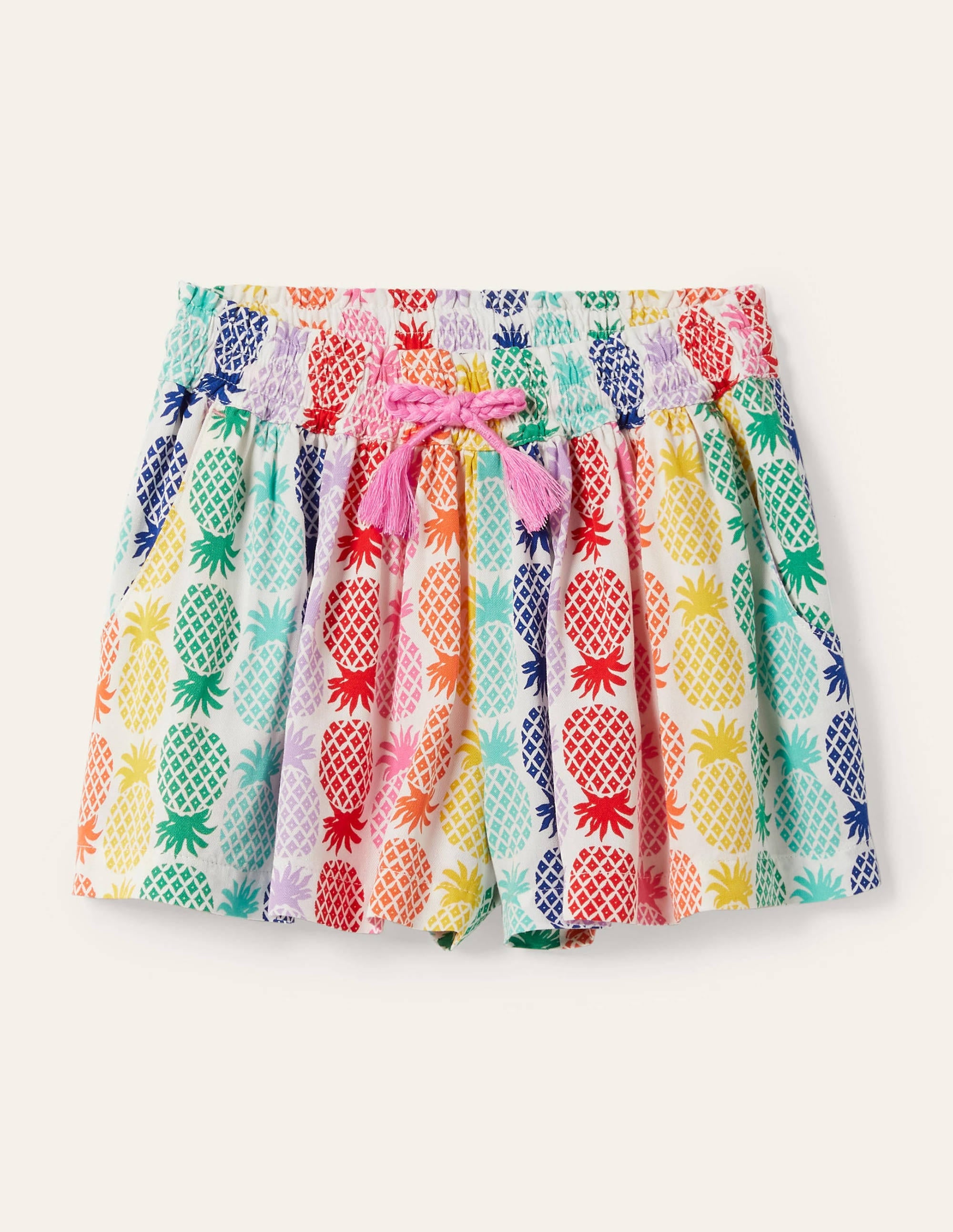 Gemusterte Webshorts-Bunt, Geometrisches Ananasmuster in Regenbogenfarben - Image 1