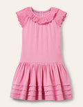 Robe en jersey à détails broderie anglaise-Rose fleur de prunier