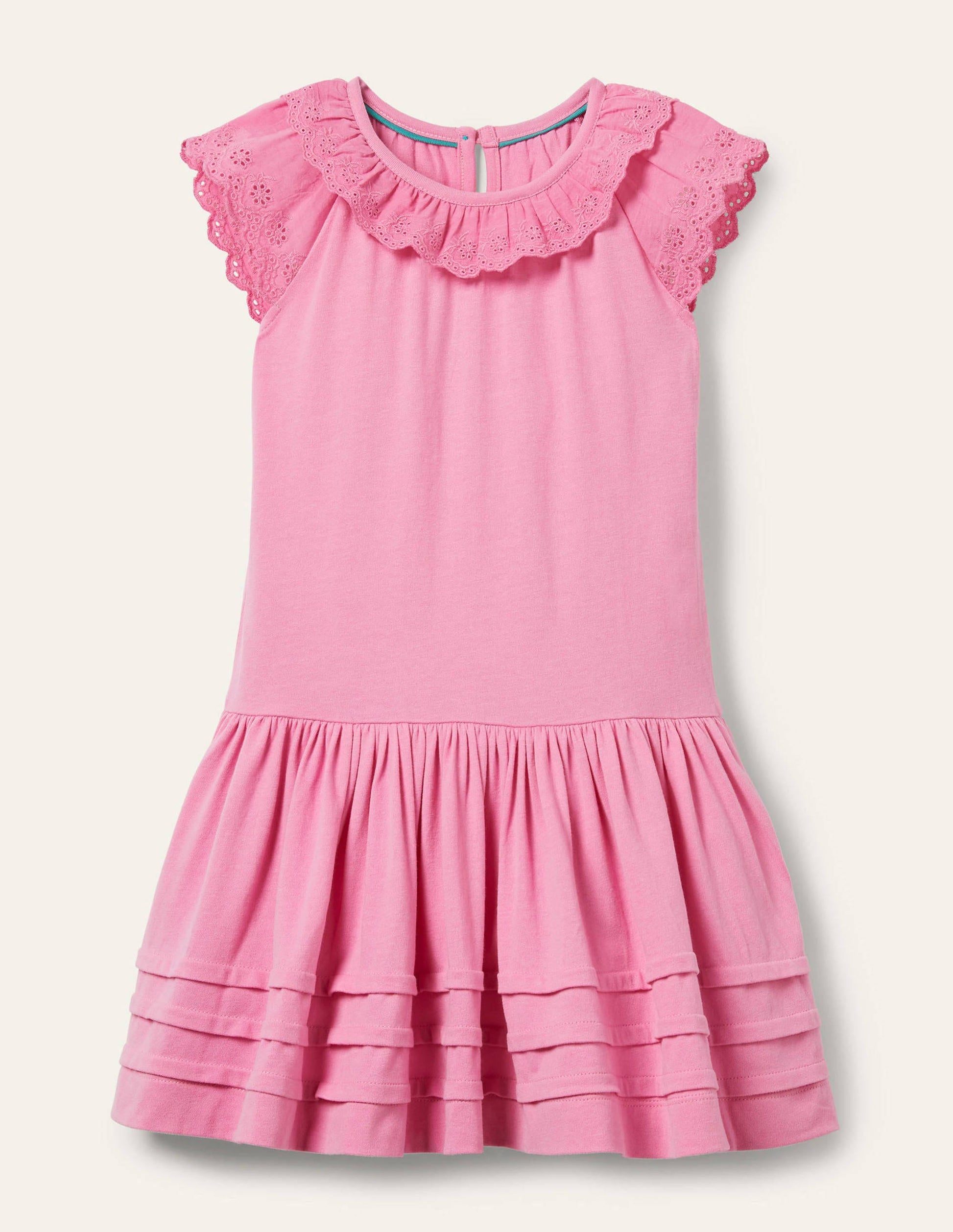 Robe en jersey à détails broderie anglaise-Rose fleur de prunier-1