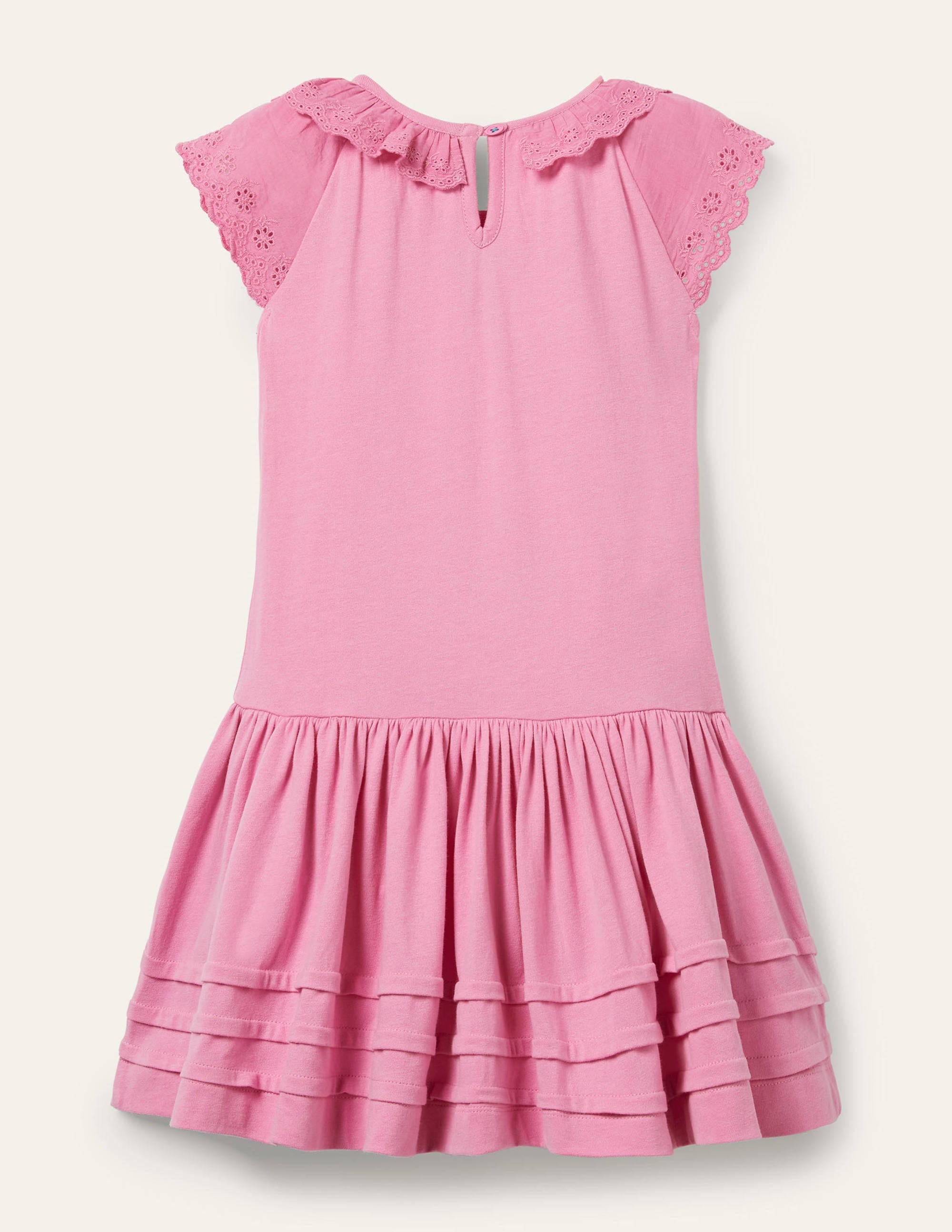 Robe en jersey à détails broderie anglaise-Rose fleur de prunier - Image 2