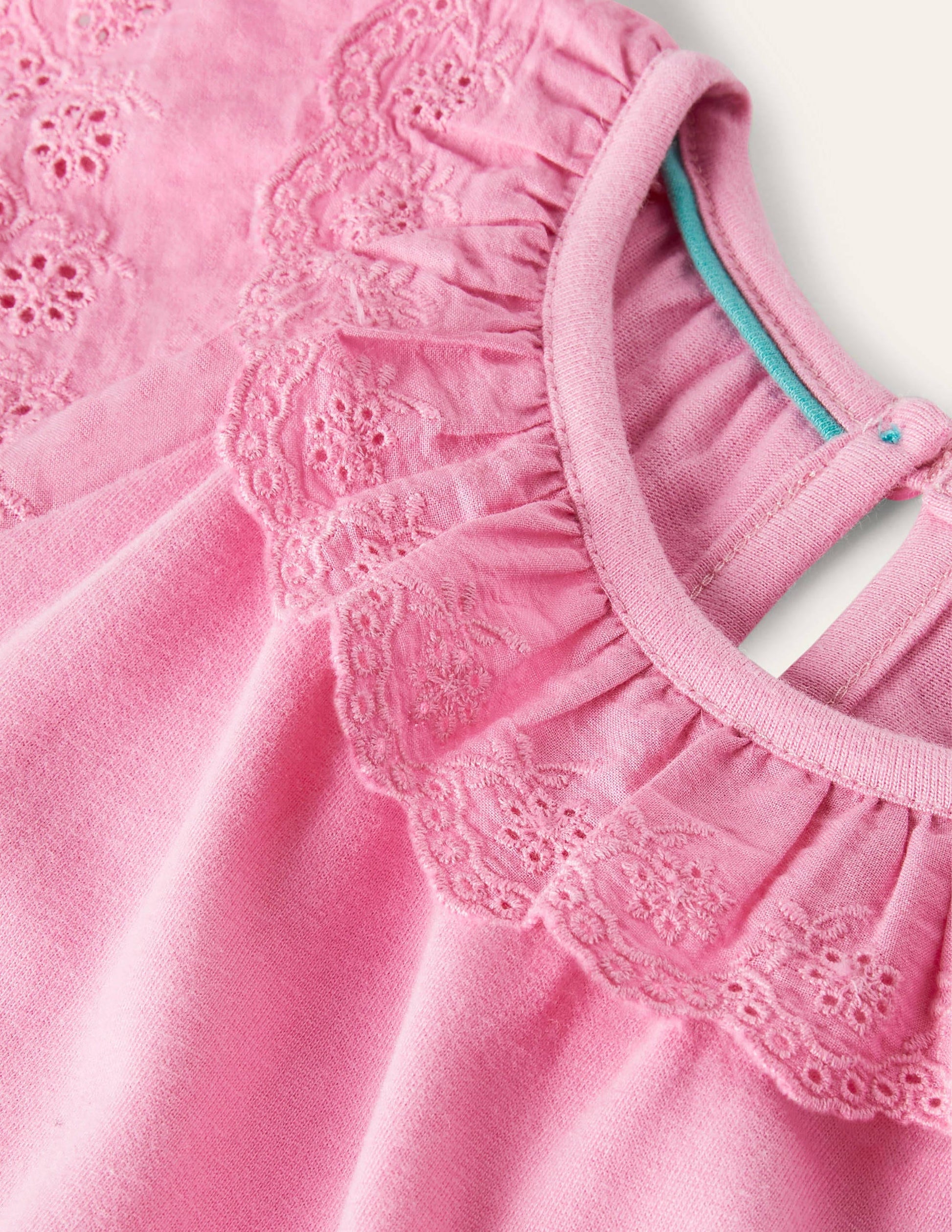 Robe en jersey à détails broderie anglaise-Rose fleur de prunier-3