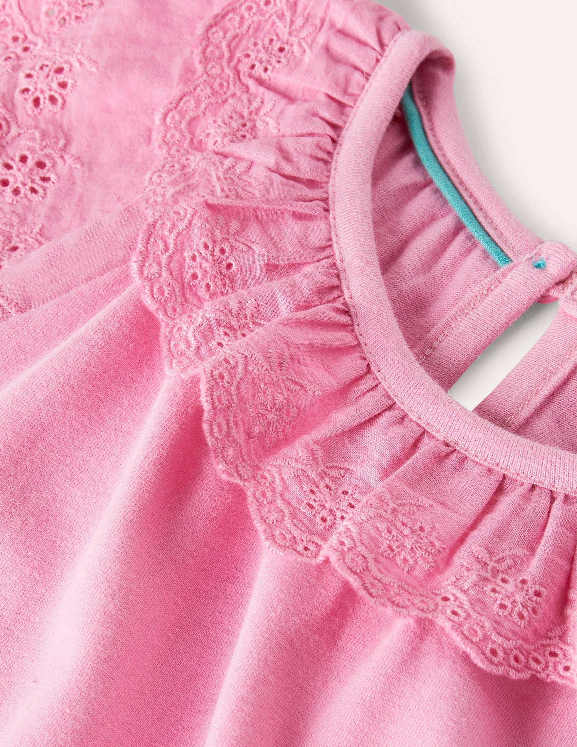 Robe en jersey à détails broderie anglaise-Rose fleur de prunier - Image 3
