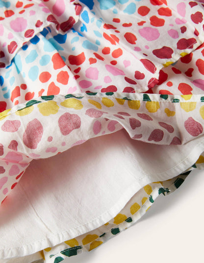Printed Ruffle Skirt-Multi Rainbow Leopard