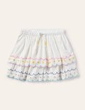 Jupe avec broderies anglaises arc-en-ciel-Ivoire