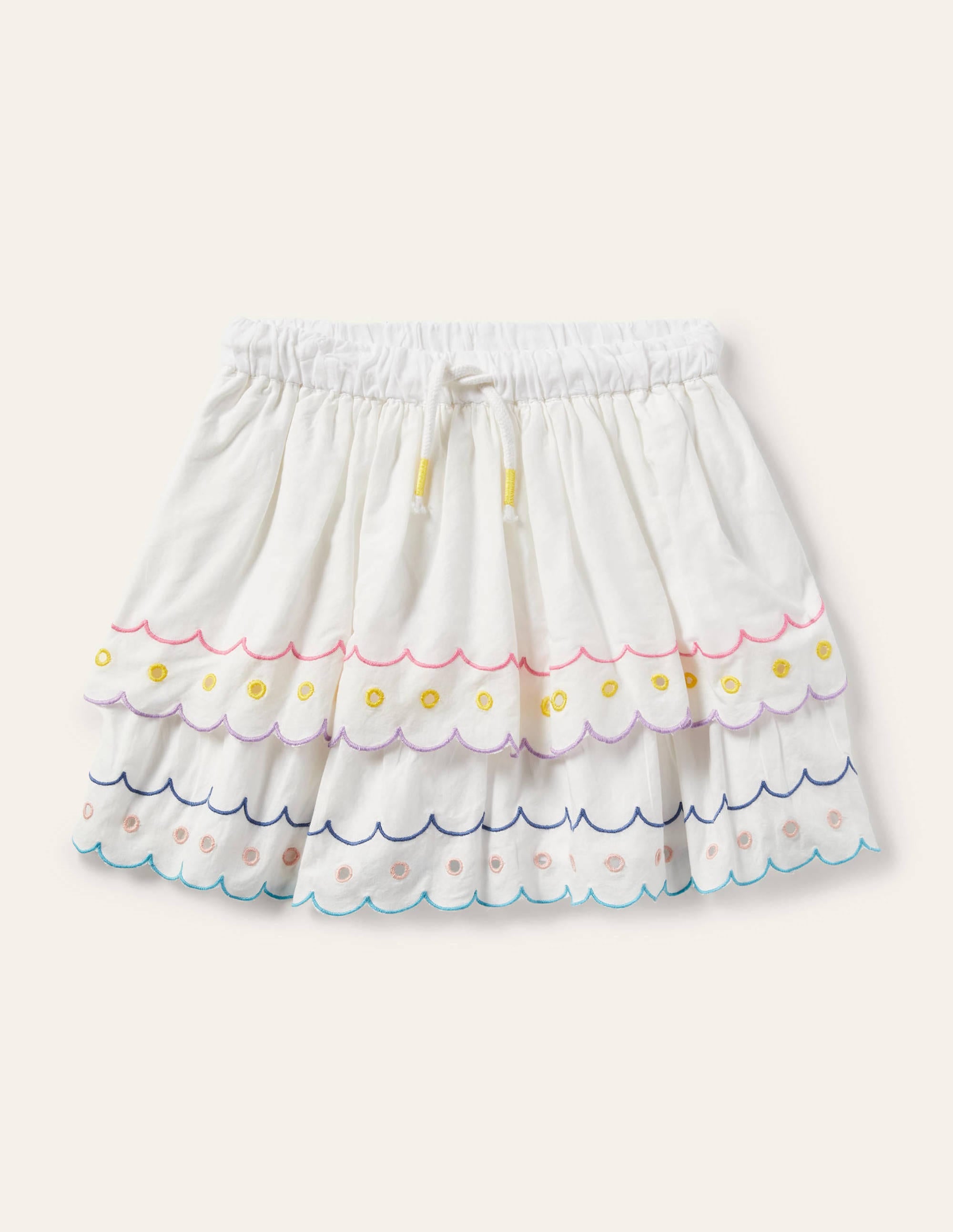Jupe avec broderies anglaises arc-en-ciel-Ivoire - Image 1