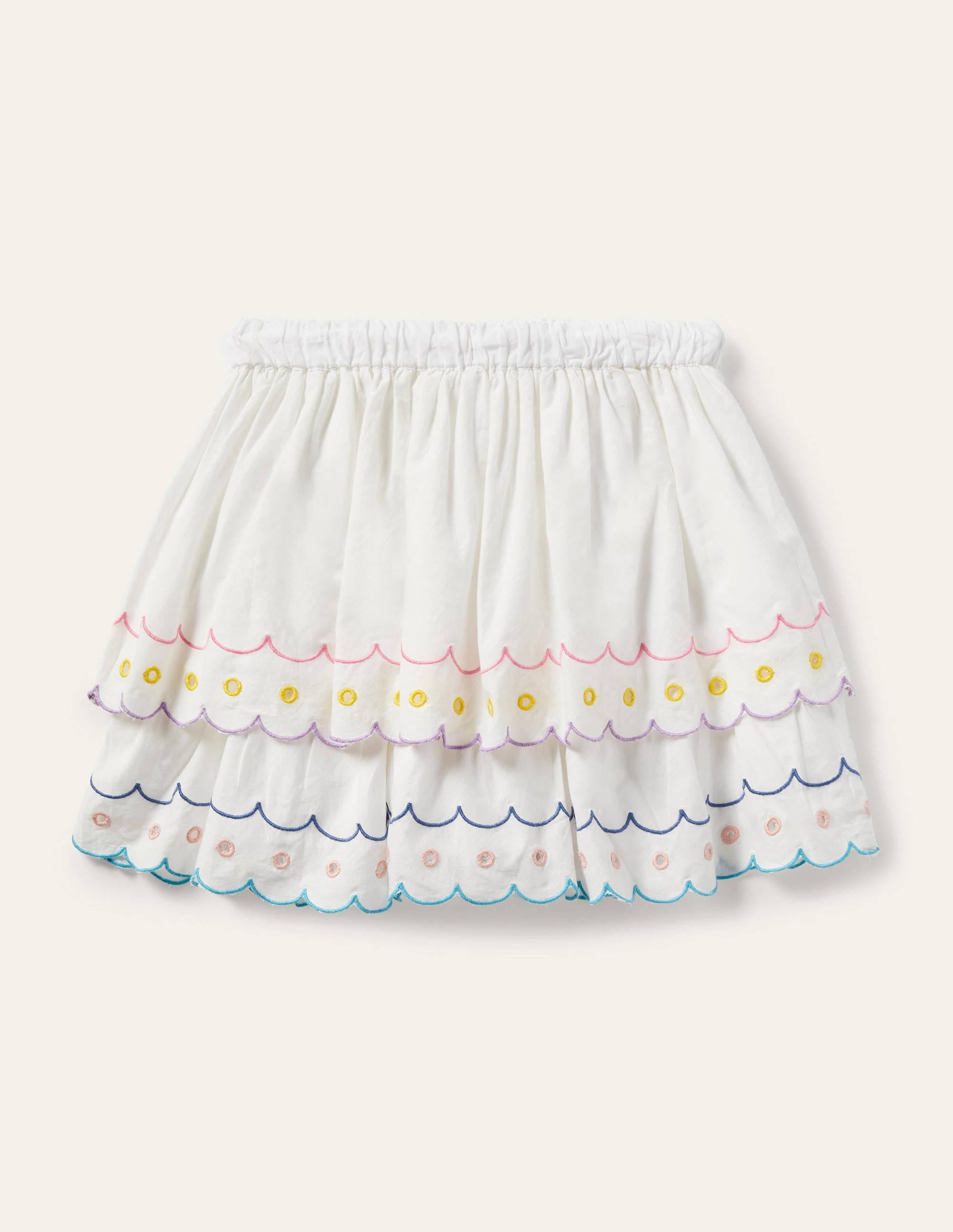 Jupe avec broderies anglaises arc-en-ciel-Ivoire - Image 2
