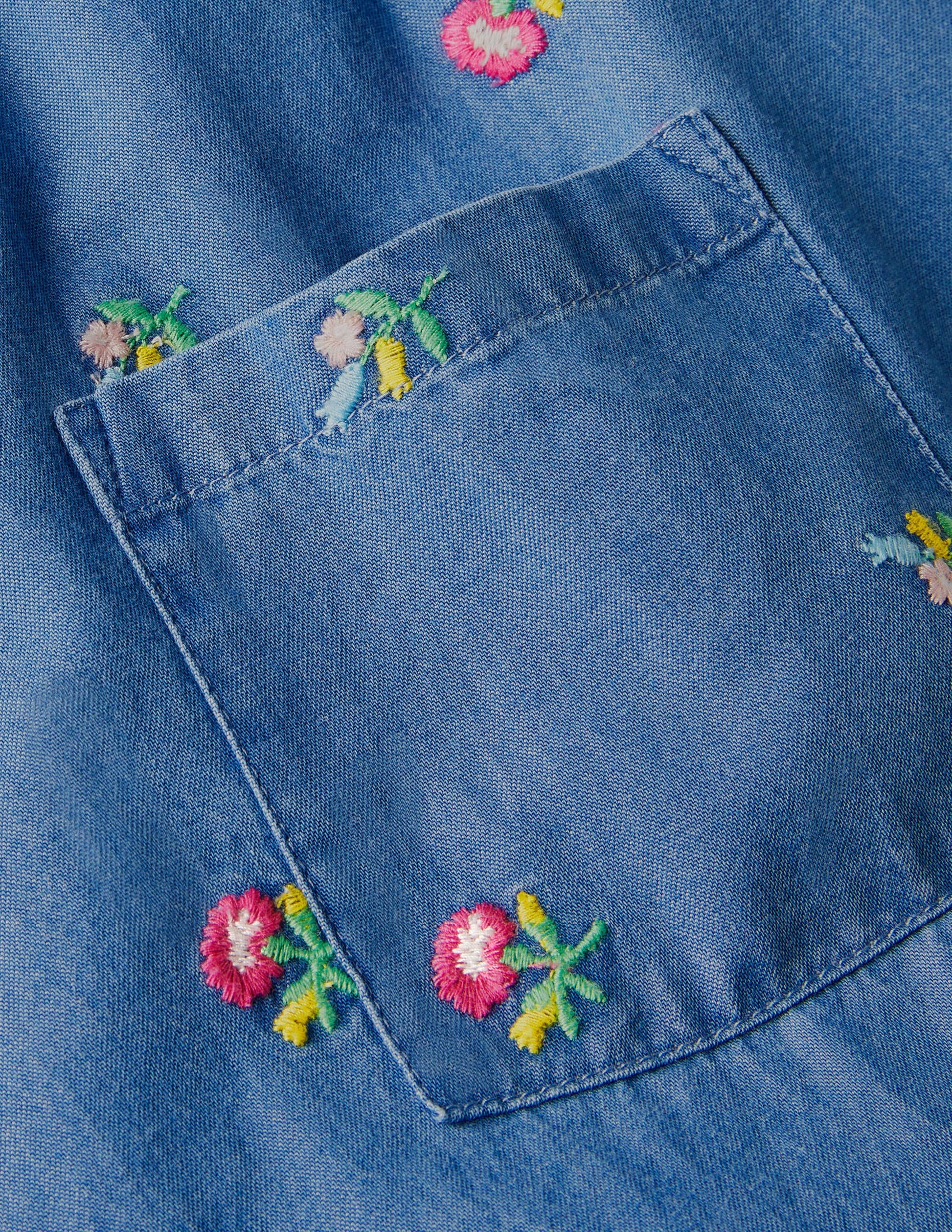 Webtunika mit Stickerei-Faux-Uni, Blumen-3