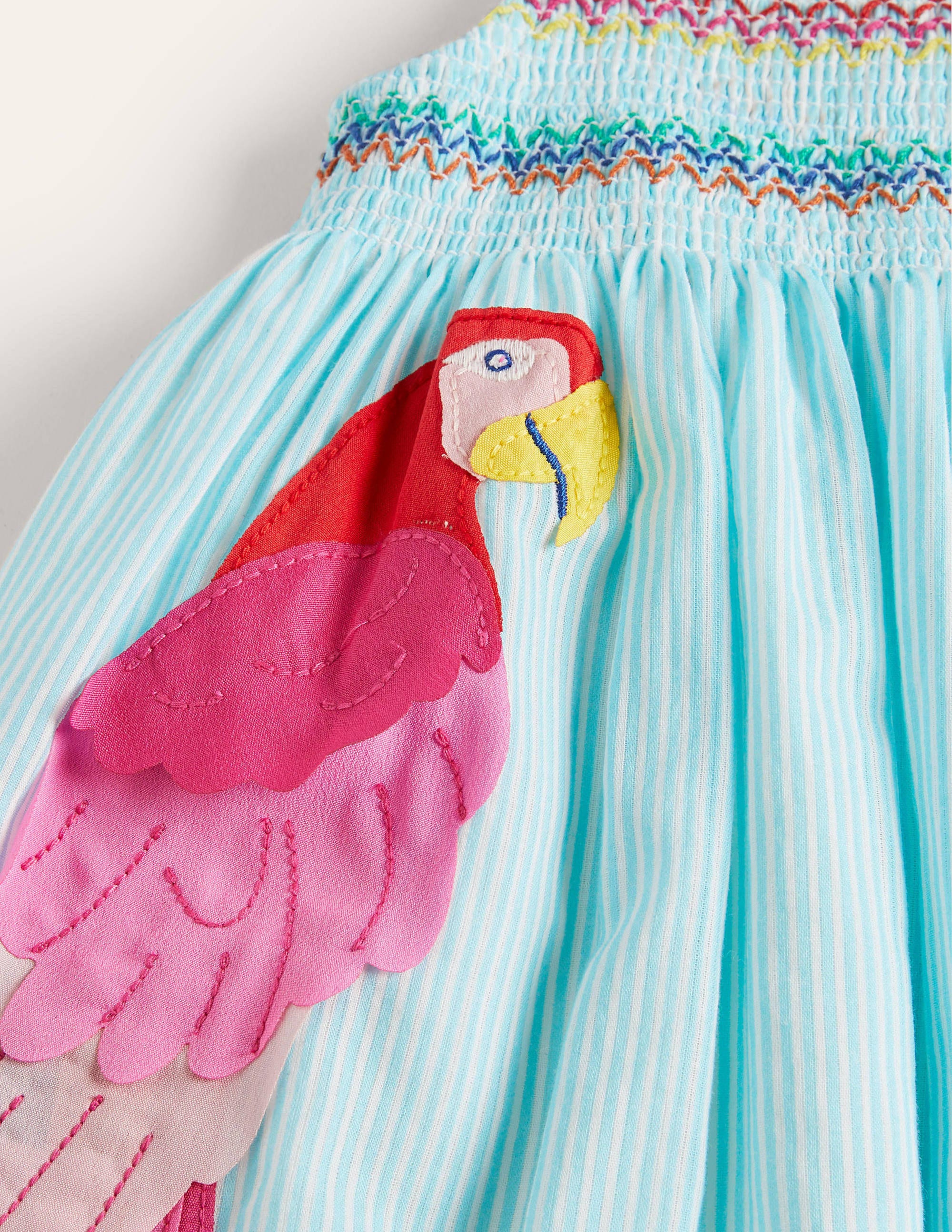 Sommerkleid mit fröhlicher Applikation-Wasserblau, Feine Streifen/Papagei - Image 3