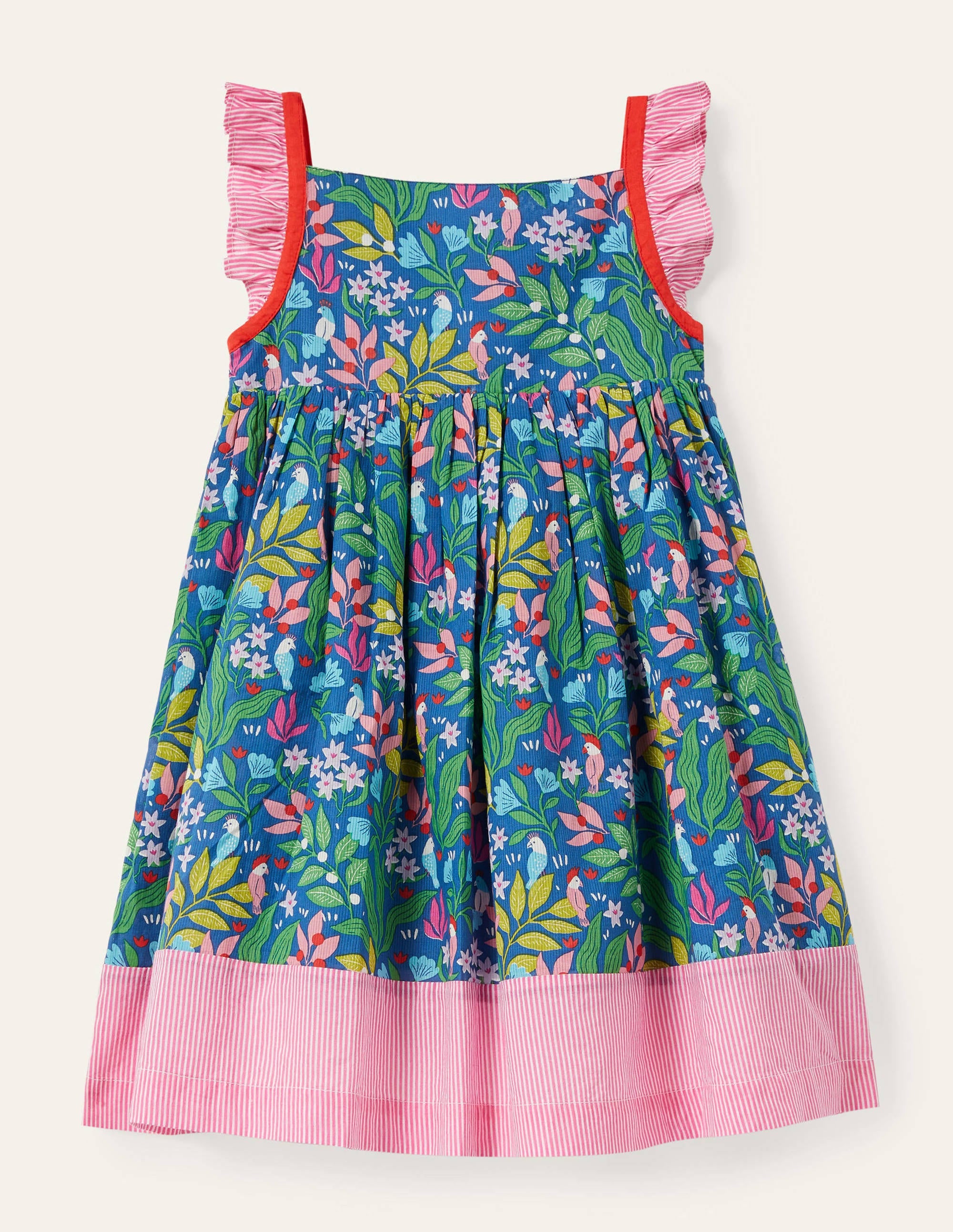 Trägerkleid mit Rüschen-Venedig-Blau, Tropischer Garten - Image 1