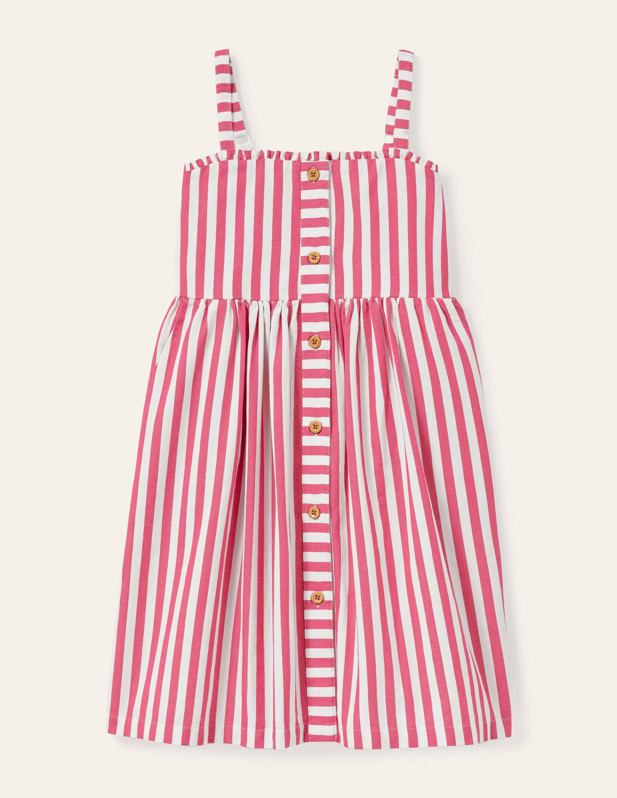 Sommerkleid mit durchgängiger Knopfleiste-Pink/Naturweiß - Image 1