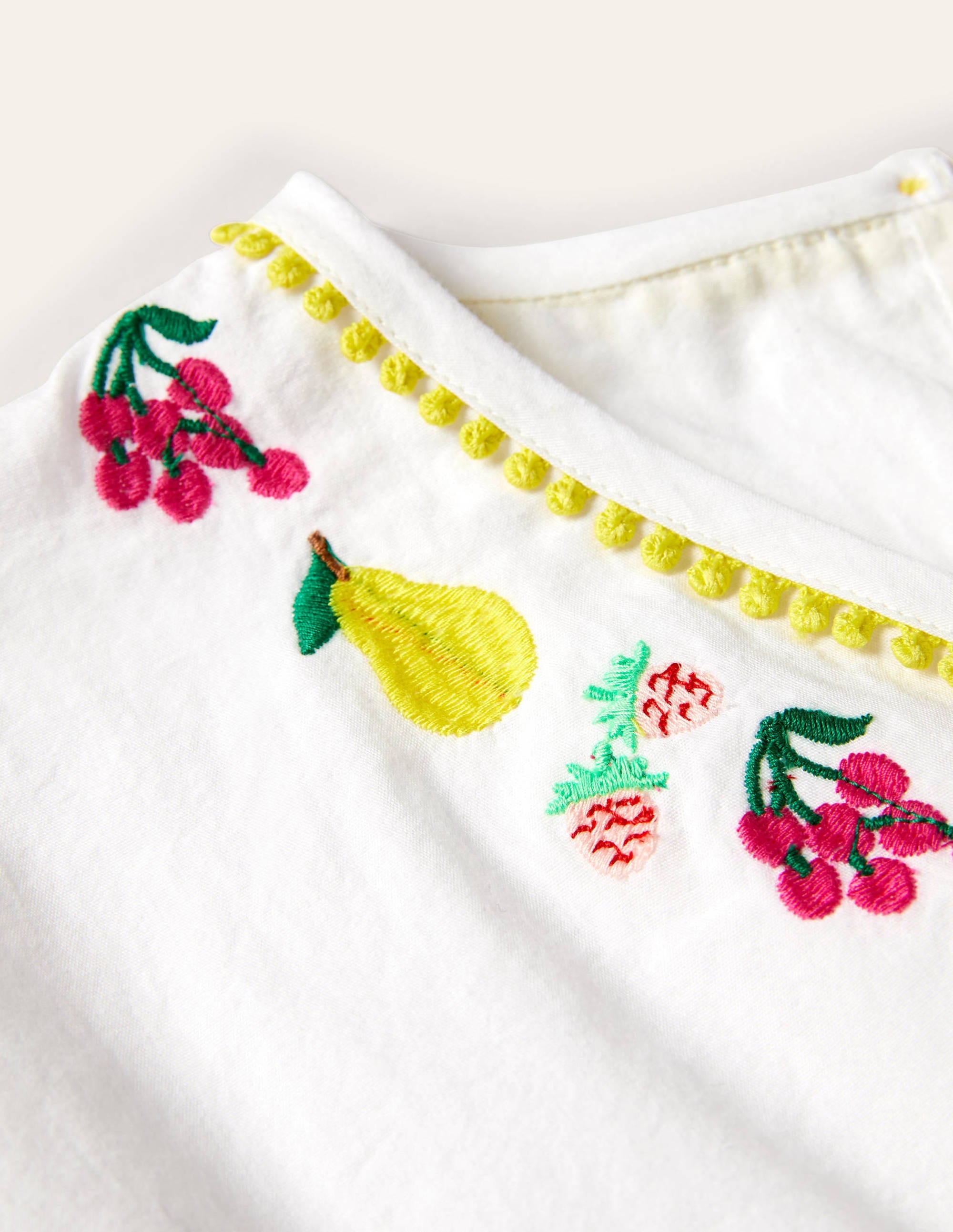 Caftan avec fruits brodés-Blanc - Image 3