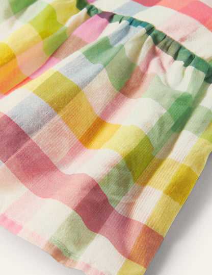 Weboberteil mit überkreuzten Trägern-Bunt, Regenbogenfarbene Vichykaros-4