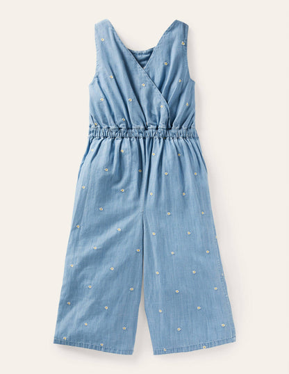 Combinaison bordée coupe large-Motif Daisy Chain chambray-3