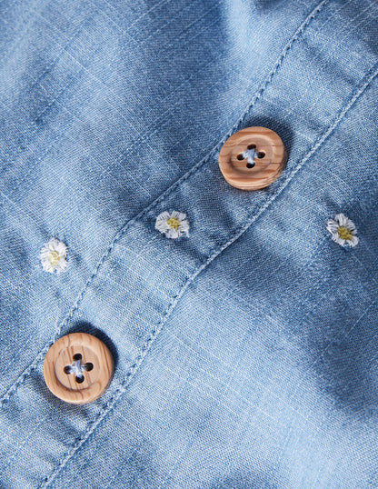 Combinaison bordée coupe large-Motif Daisy Chain chambray-4