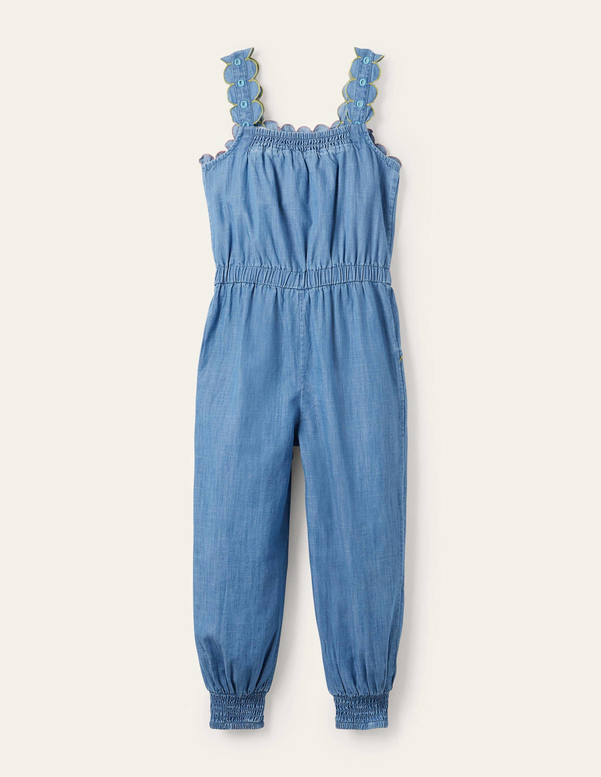 Latzhose mit Muschelsaum-Faux-Uni-2