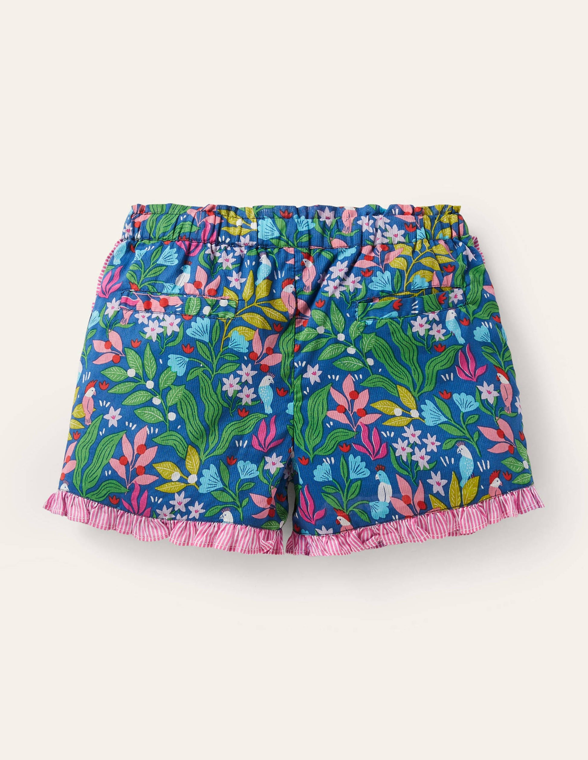 Shorts mit Mustermix und Rüschen-Venice Blue Tropical Garden-2