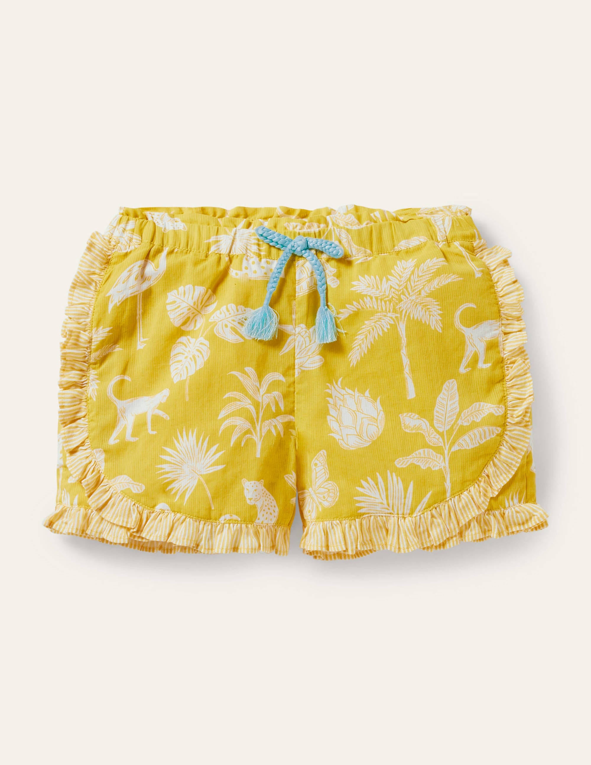 Shorts mit Mustermix und Rüschen-Maisgelb, Botanikmuster - Image 1